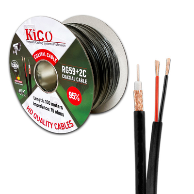 KICO OEM Brand RG59+2C Kabel RG59 Koaksial Kabel untuk CCTV dan Video
