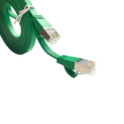 Terlindung FTP Ethernet Flat Patch Cord Cat5e Cat6 Cat6A Dengan Konektor RJ45